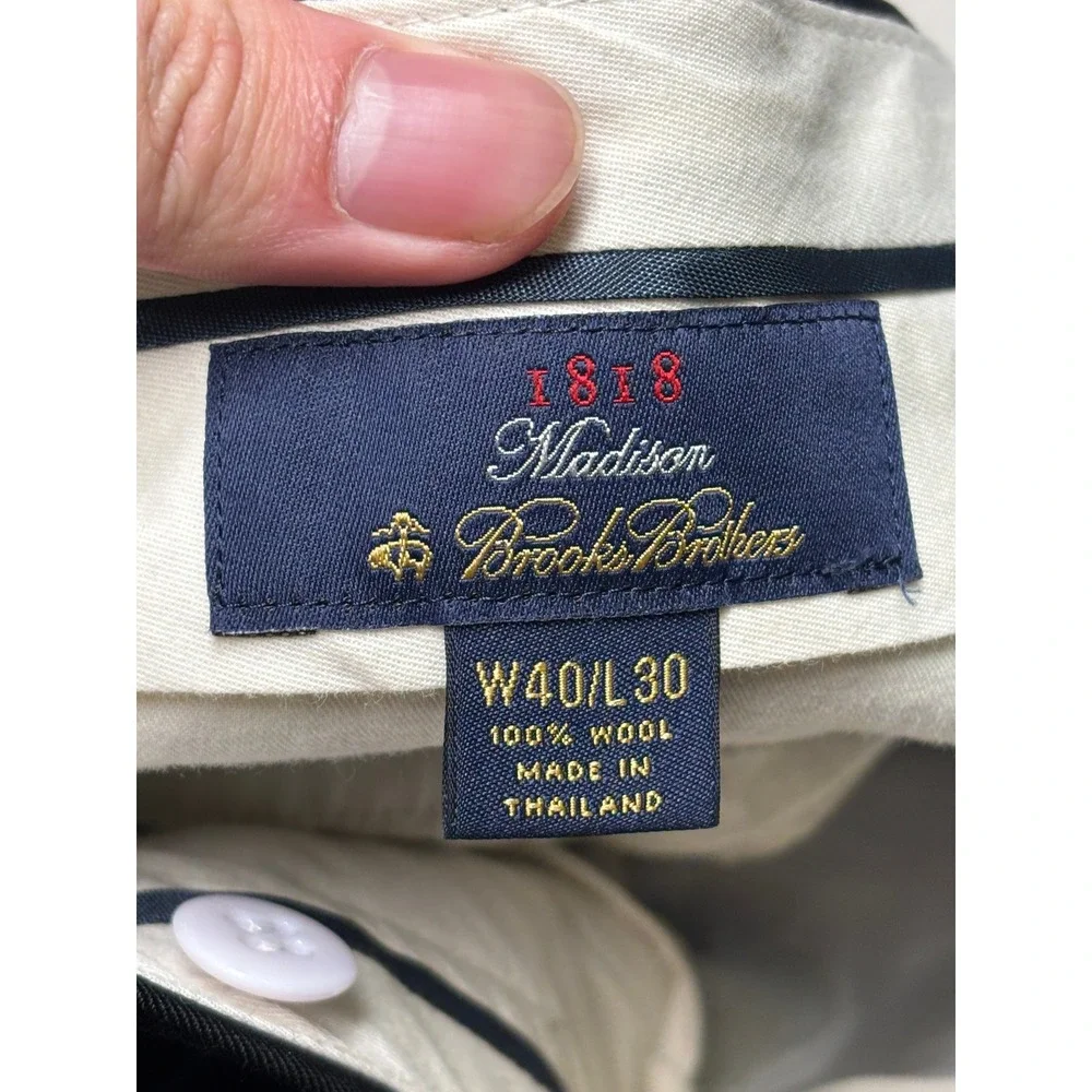 Brooks Brothers 1818 Madison Mens 40x28 Navy Black 100% Wool Pleated Dress Pants